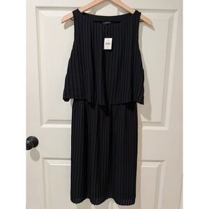 NWT J. Jill Wearever Collection Black Pleated Sleeveless Dress Formal Layered S